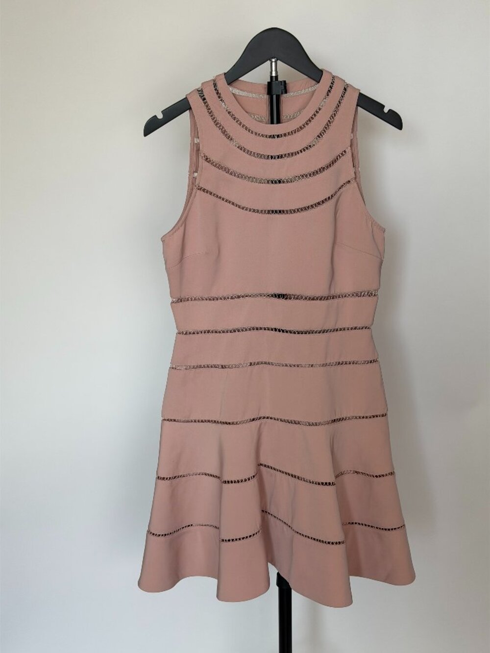 Blush Pink Sleeveless Cutout Fit & Flare Dress